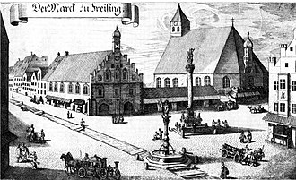 Mariensäule in Freising auf dem Schrannenplatz, jetzt Marienplatz